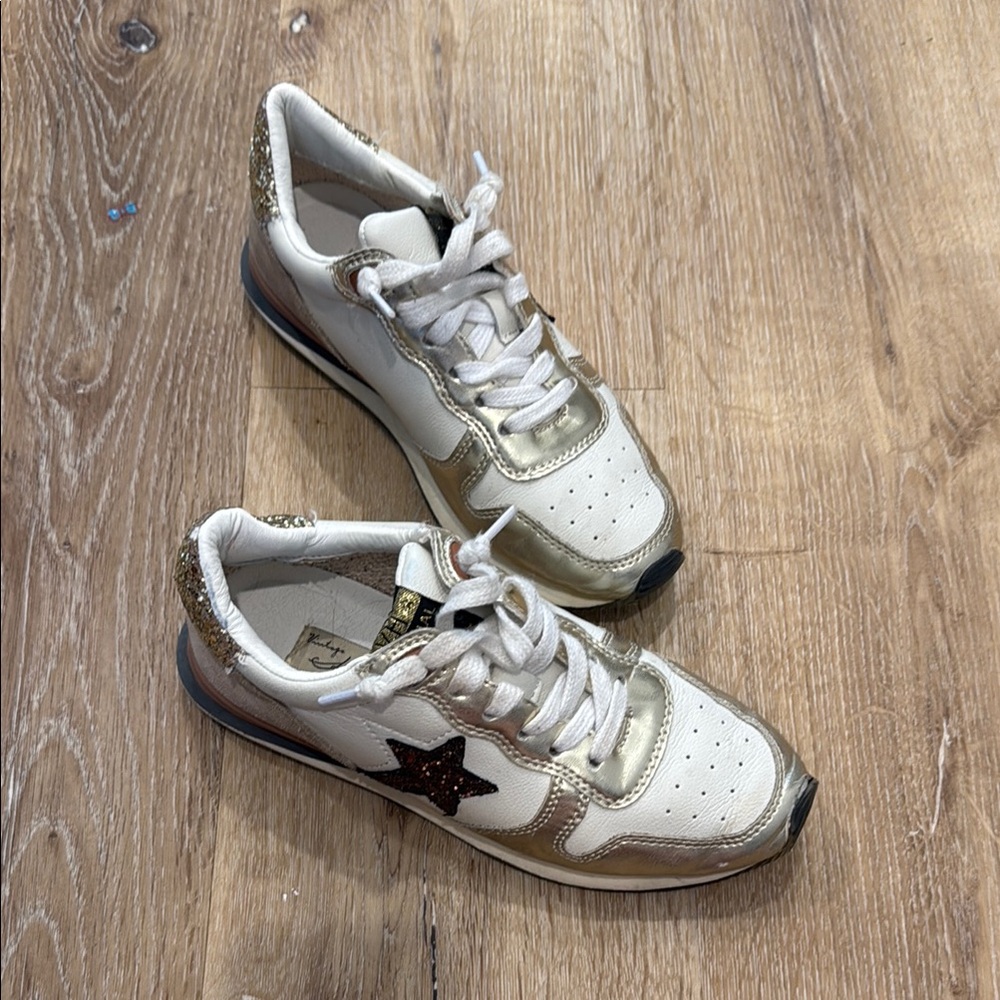 Vintage Havana White and Gold Sneakers with Star Detail